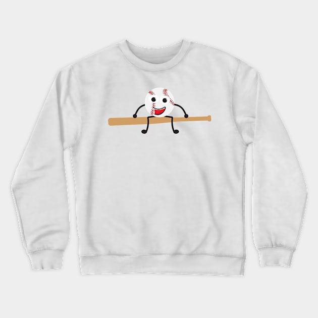 Cute Cartoon Baseball Ball and Bat Crewneck Sweatshirt by sigdesign